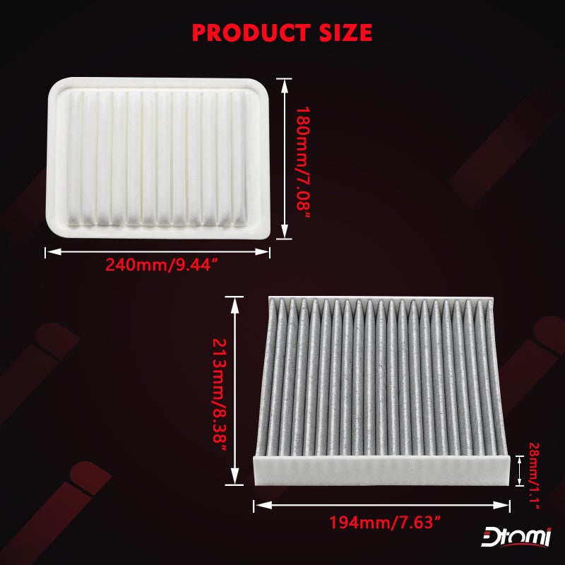Dtomi Engine and Cabin Air Filter Combo Set Compatible With Toyota Scion Pontiac Vehicle Corolla 2009-2019 Matrix 2009-2014 Yaris 2006-2018  xD 2008-2014  Vibe 2009-2010 Replace# 87139-07010 17801-21050 - Image 5